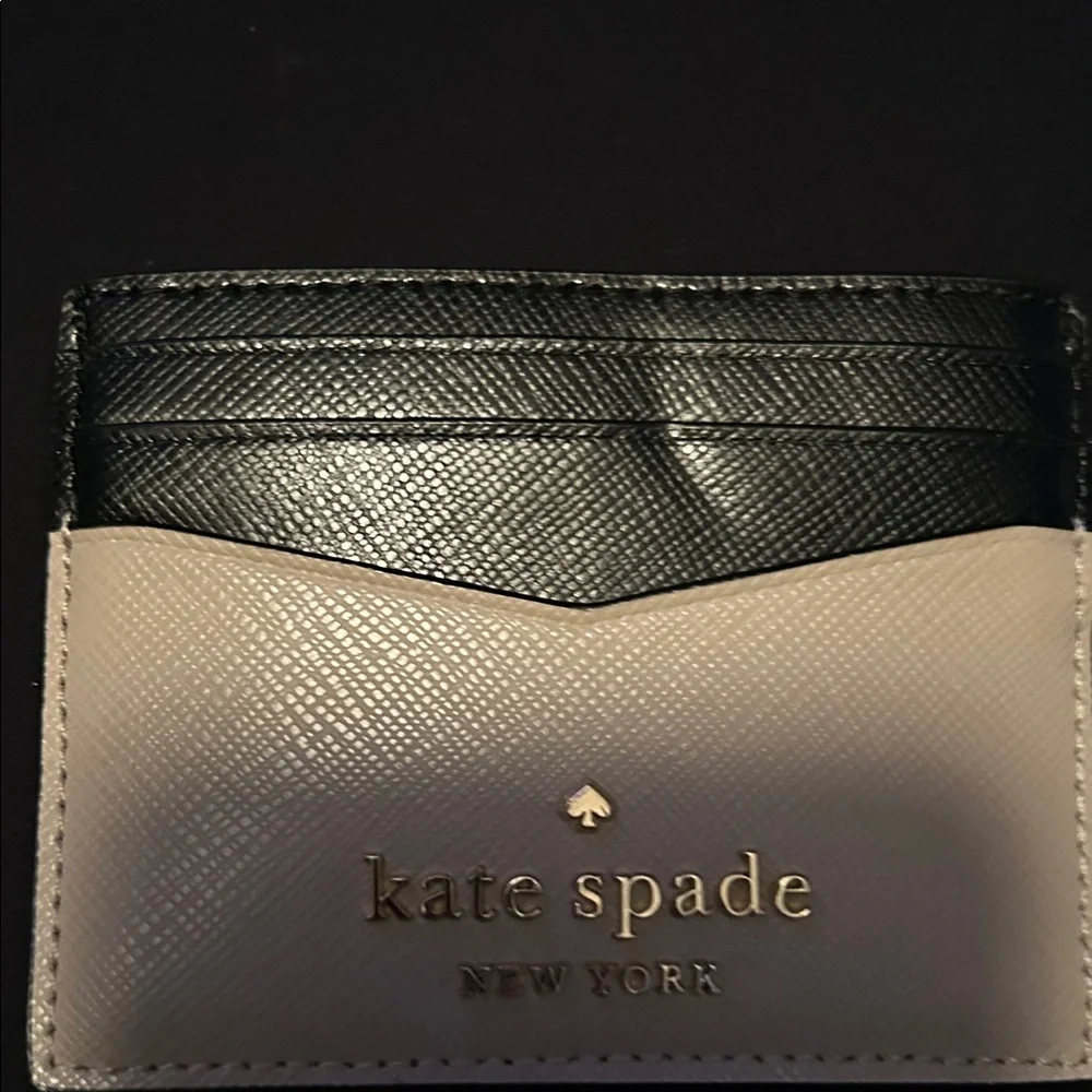 Kate Spade Black/Toasted Hazelnut Staci Saffiano Leather Slim Card Holder